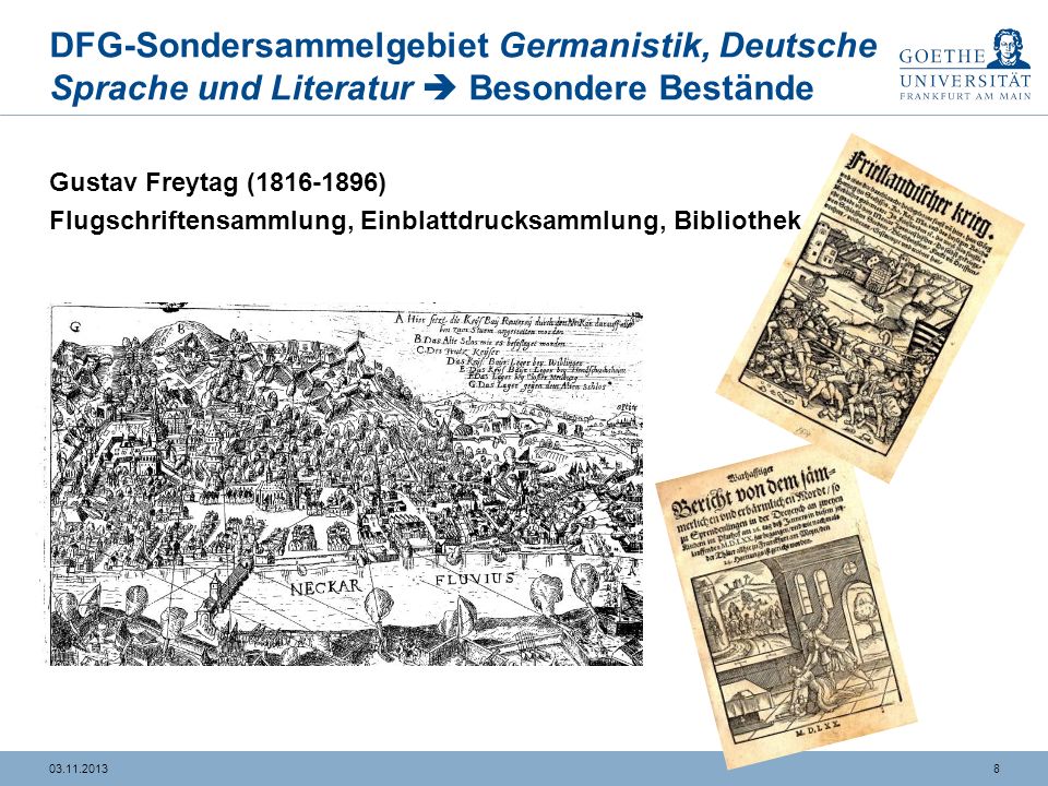 DFG-Sondersammelgebiet Germanistik, Deutsche Sprache und Literatur  Besondere Bestände