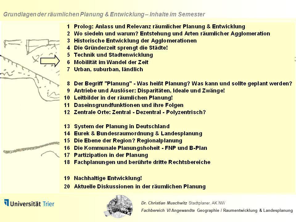 Grundlagen der räumlichen Planung & Entwicklung – Inhalte im Semester