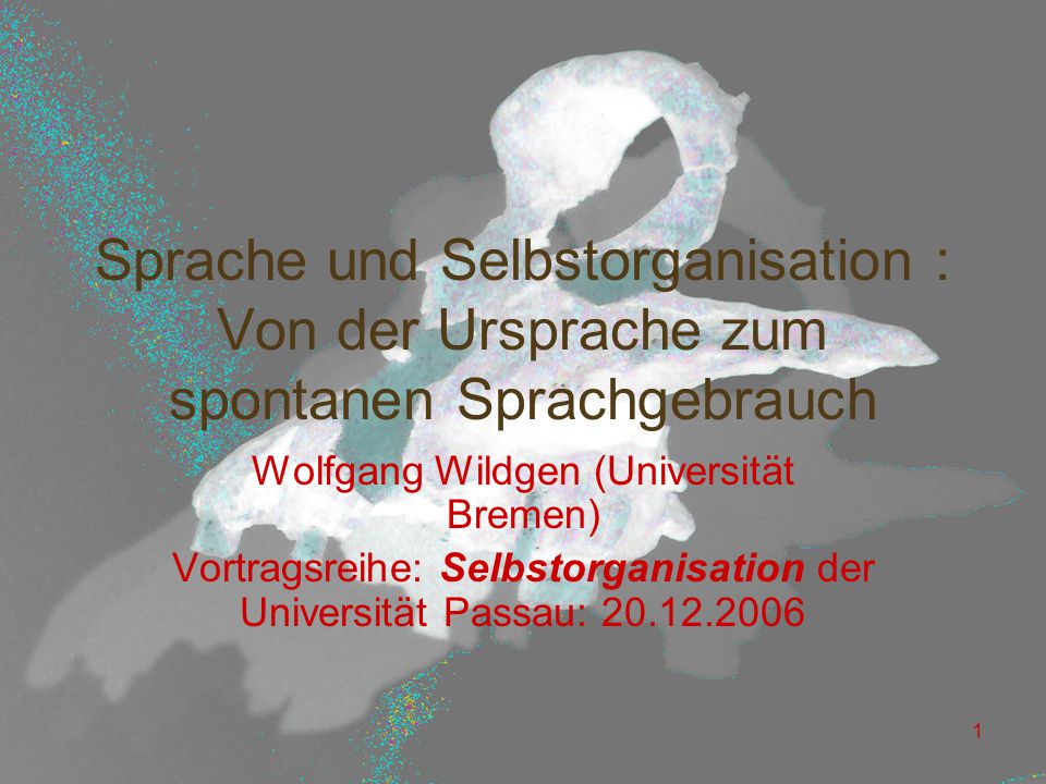 Sprache und Selbstorganisation : Von der Ursprache zum spontanen Sprachgebrauch