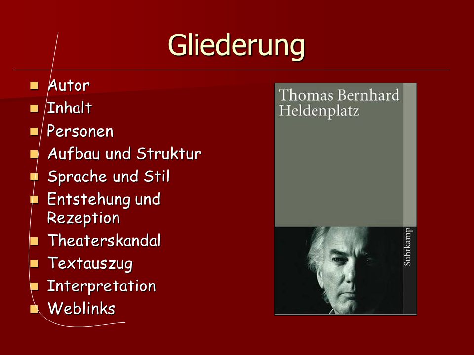 Gliederung Autor Inhalt Personen Aufbau und Struktur Sprache und Stil