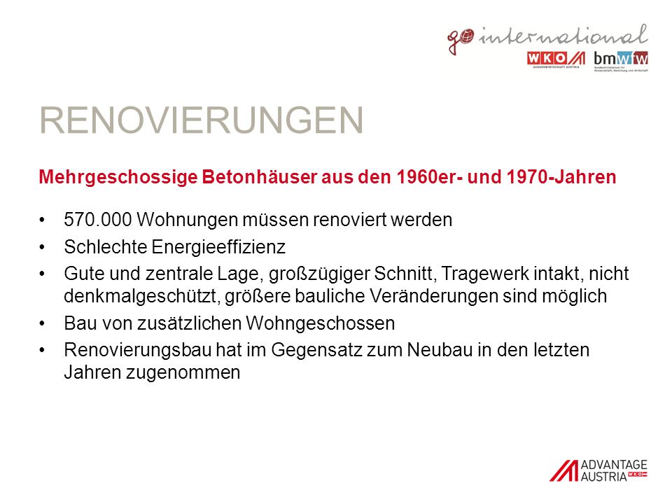 Renovierungen Mehrgeschossige Betonhäuser aus den 1960er- und 1970-Jahren Wohnungen müssen renoviert werden.