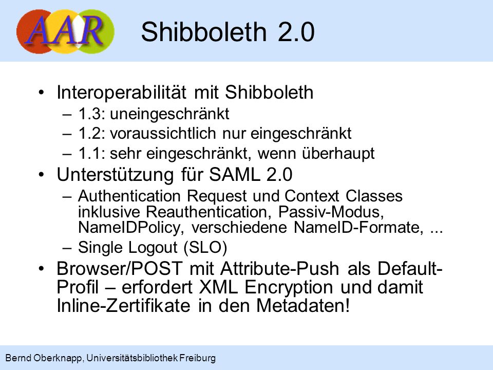 Shibboleth 2.0 Interoperabilität mit Shibboleth