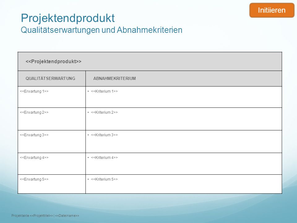 Projektendprodukt Qualitätserwartungen und Abnahmekriterien