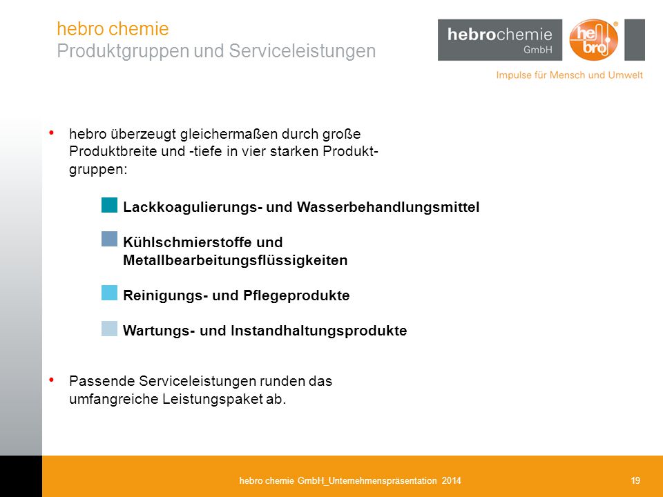 hebro chemie Produktgruppen und Serviceleistungen