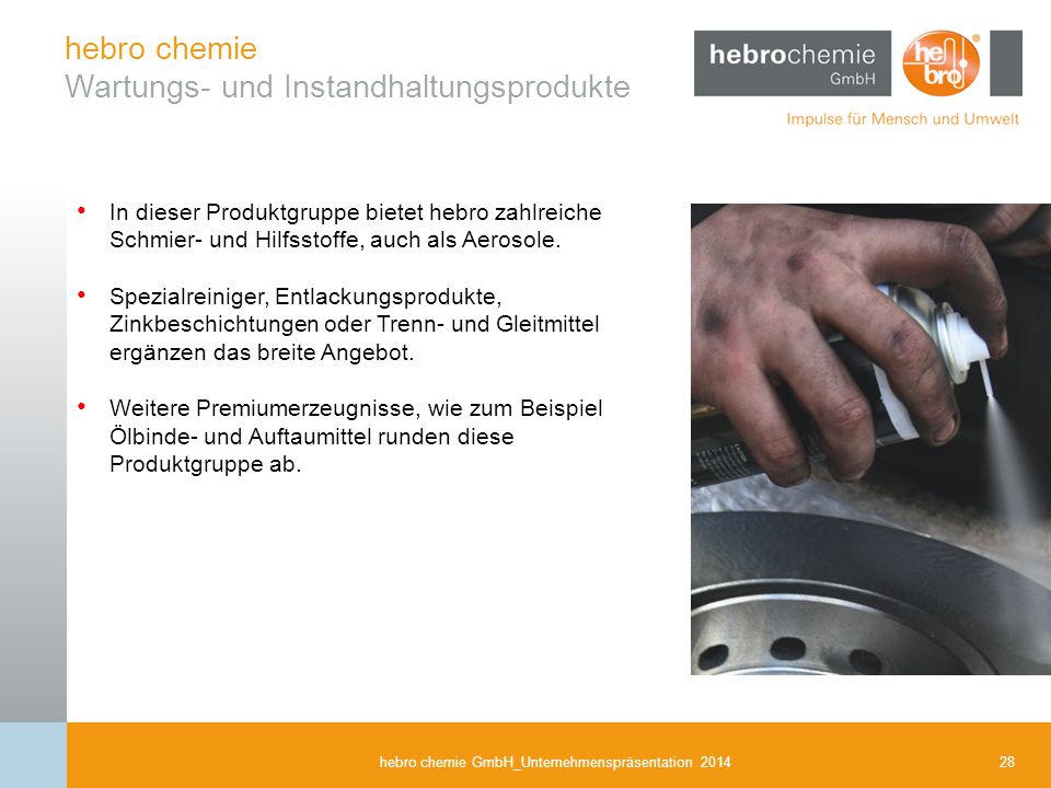 hebro chemie Wartungs- und Instandhaltungsprodukte