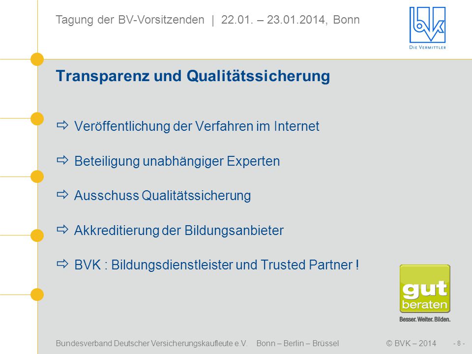 Transparenz und Qualitätssicherung