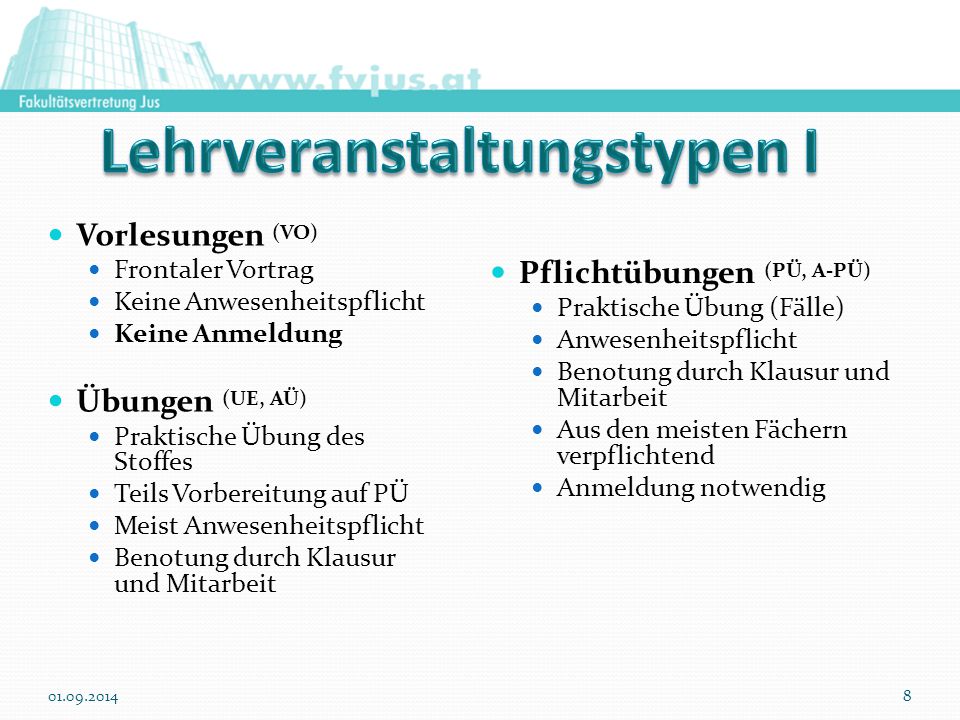Lehrveranstaltungstypen I