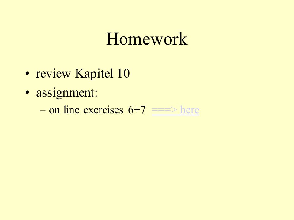Homework review Kapitel 10 assignment: