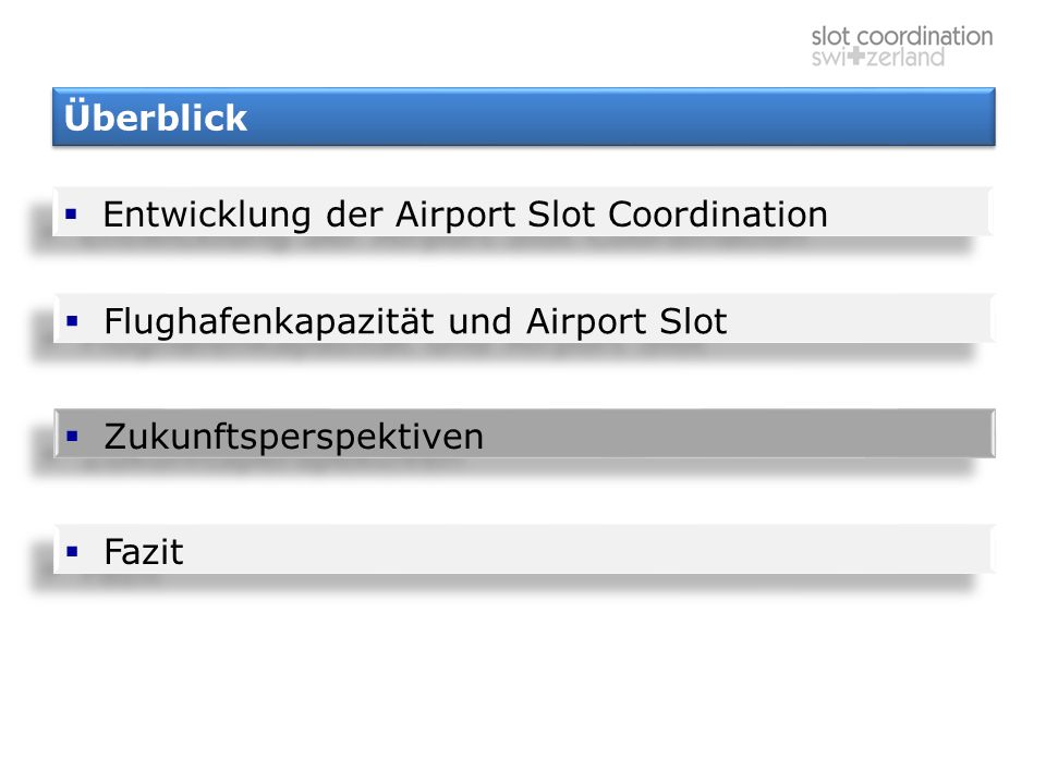 Überblick Entwicklung der Airport Slot Coordination. Flughafenkapazität und Airport Slot. Zukunftsperspektiven.