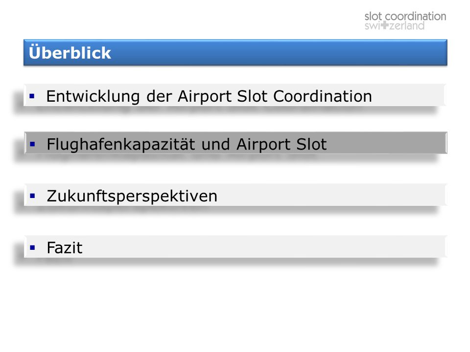 Überblick Entwicklung der Airport Slot Coordination. Flughafenkapazität und Airport Slot. Zukunftsperspektiven.