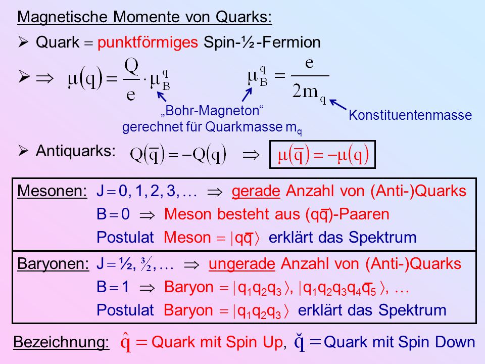 „Bohr-Magneton gerechnet für Quarkmasse mq