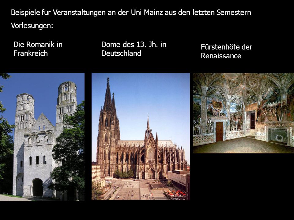 Beispiele für Veranstaltungen an der Uni Mainz aus den letzten Semestern