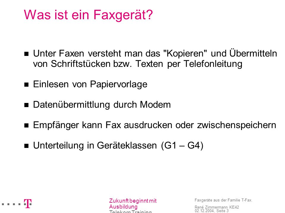 Was ist ein Faxgerät Unter Faxen versteht man das Kopieren und Übermitteln von Schriftstücken bzw. Texten per Telefonleitung.