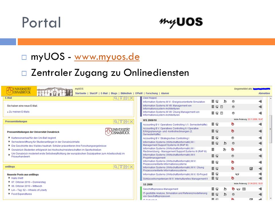 Portal myUOS -   Zentraler Zugang zu Onlinediensten