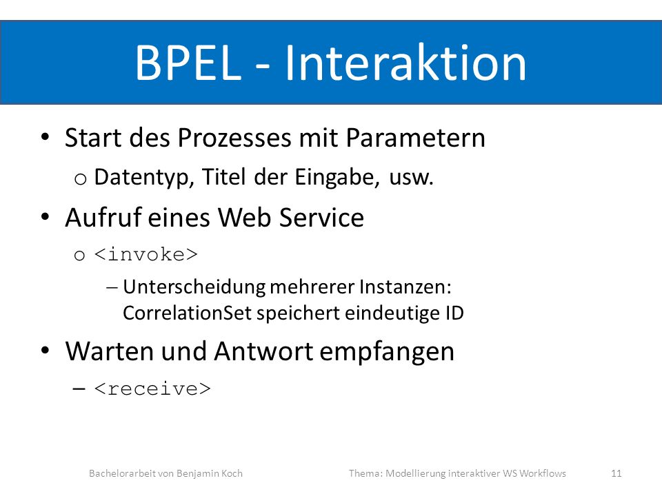 BPEL - Interaktion Start des Prozesses mit Parametern