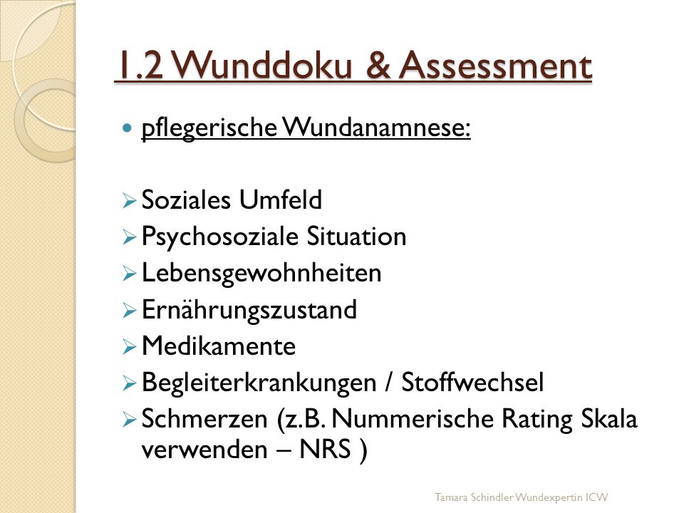 1.2 Wunddoku & Assessment pflegerische Wundanamnese: Soziales Umfeld