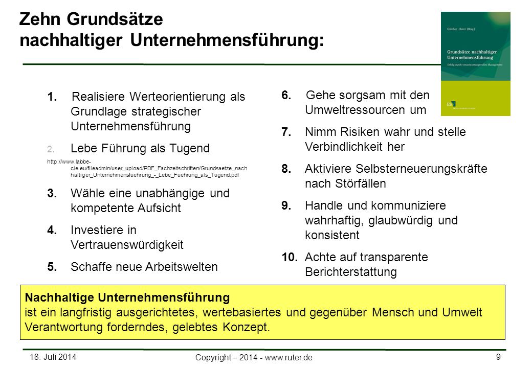 nachhaltiger Unternehmensführung: