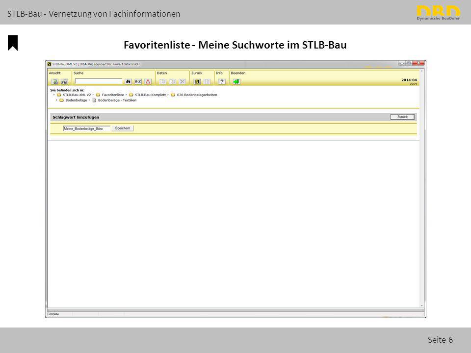 Favoritenliste - Meine Suchworte im STLB-Bau