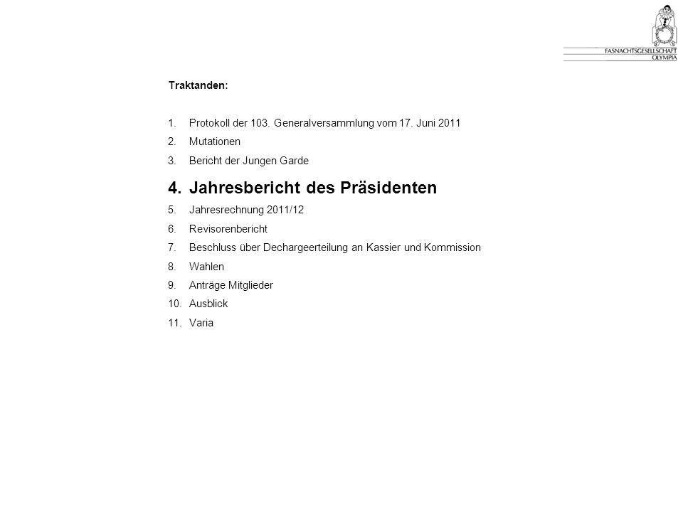 4. Jahresbericht des Präsidenten