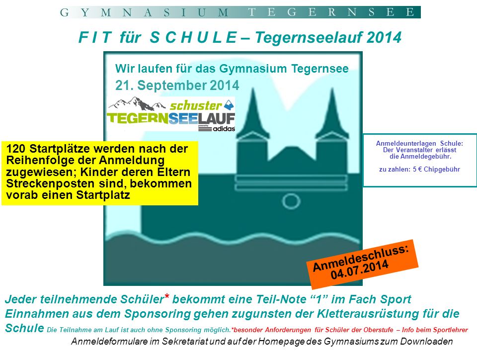F I T für S C H U L E – Tegernseelauf 2014