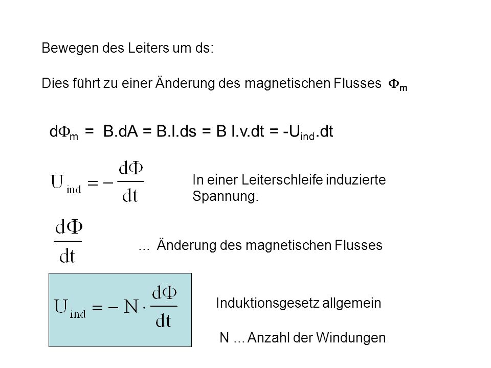 dm = B.dA = B.l.ds = B l.v.dt = -Uind.dt