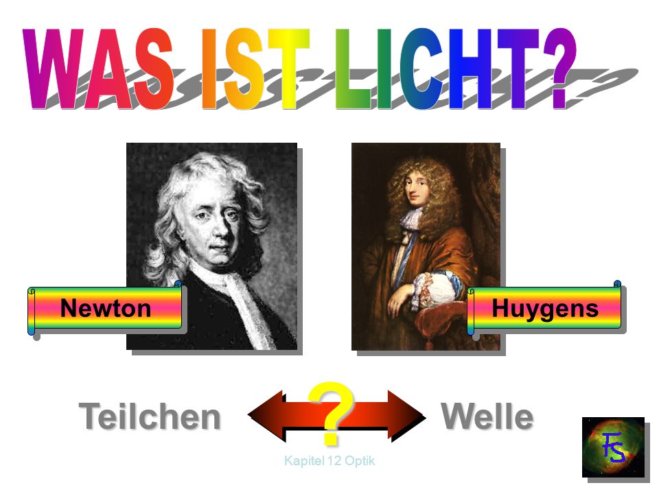 WAS IST LICHT Newton Huygens Teilchen Welle Kapitel 12 Optik
