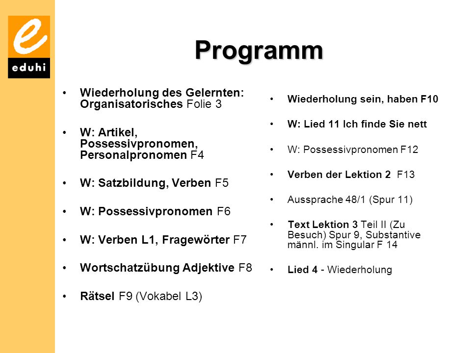 Deutsch mit Lächeln Německy s úsměvem Lektion 3 – Teil VII - ppt  herunterladen