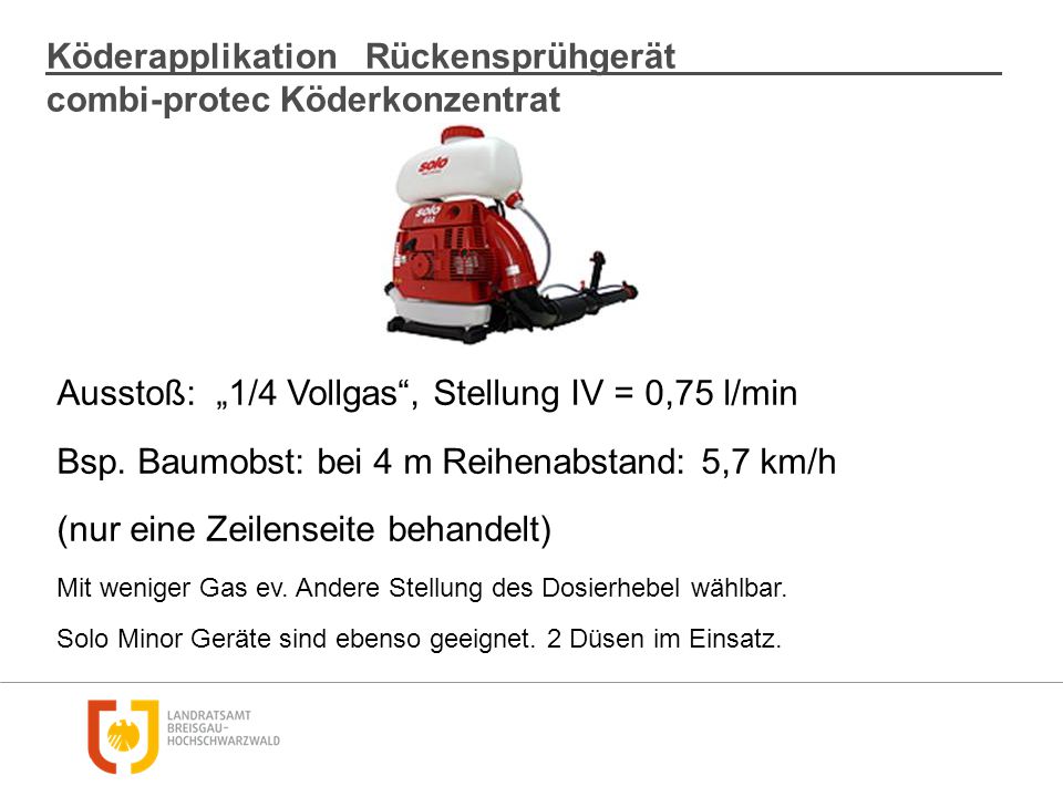 Köderapplikation Rückensprühgerät combi-protec Köderkonzentrat