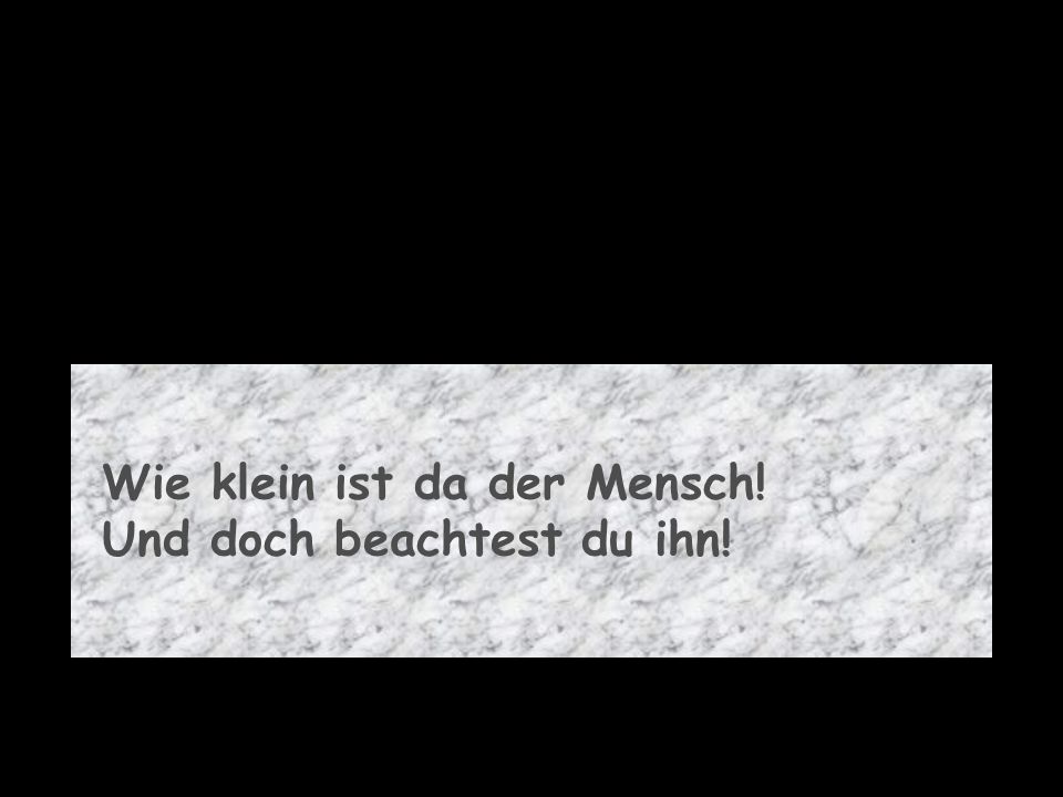 Wie klein ist da der Mensch! Und doch beachtest du ihn!