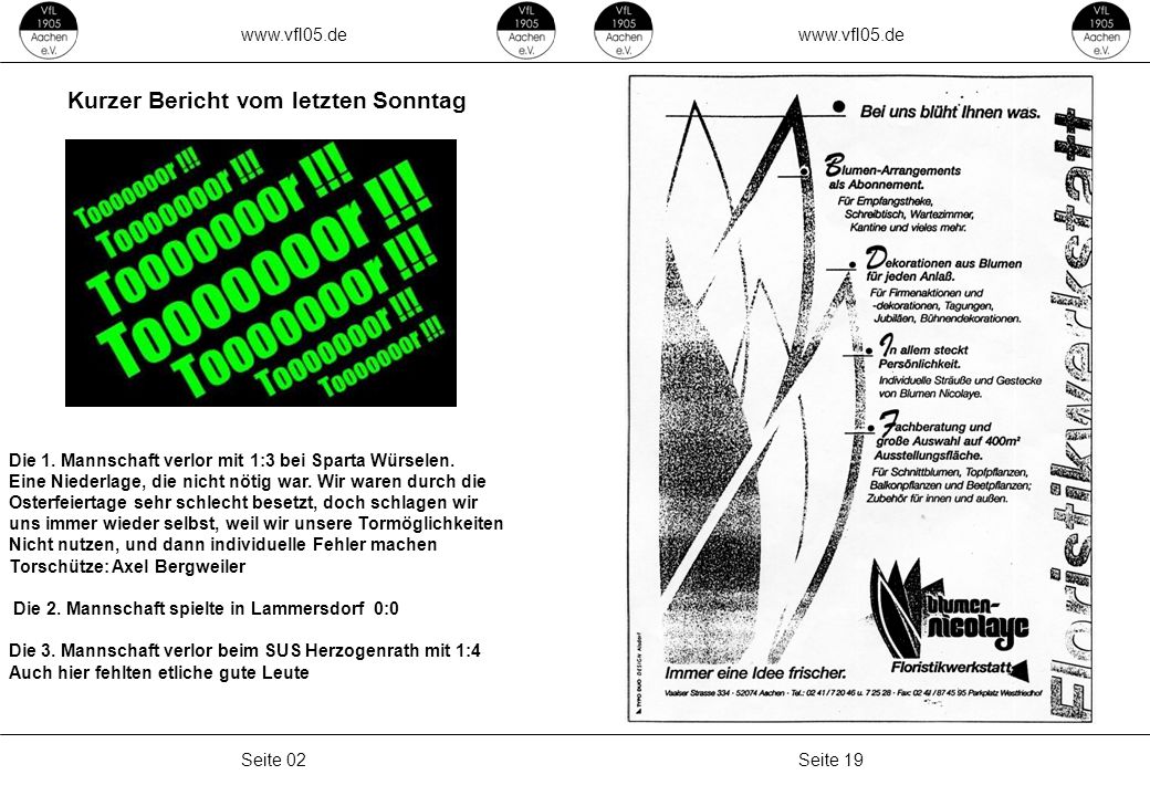 Kurzer Bericht vom letzten Sonntag