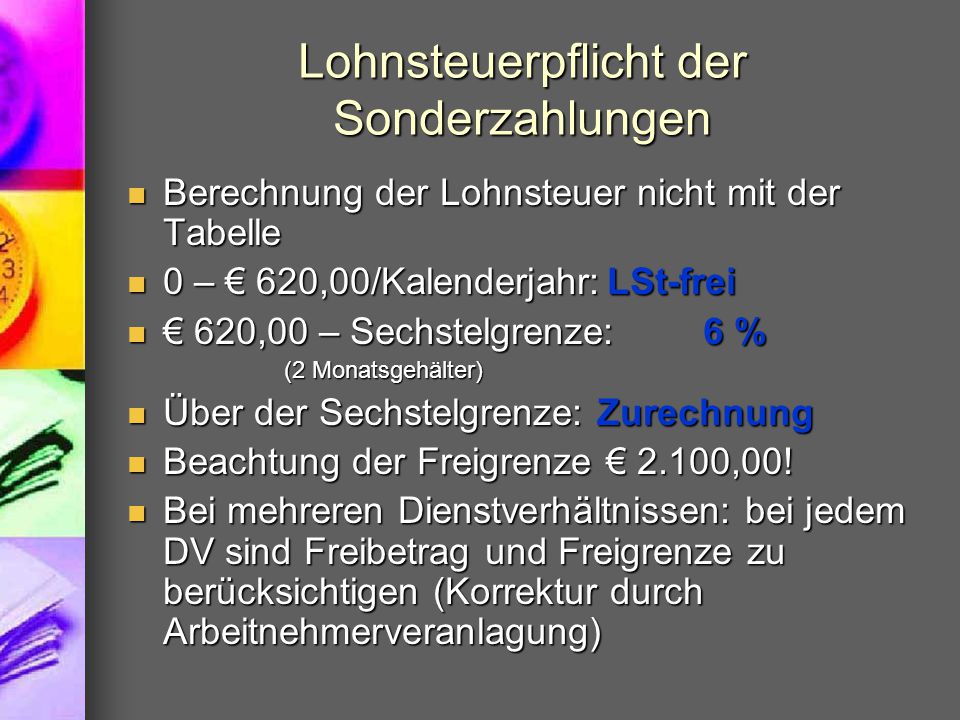 Lohnsteuerpflicht der Sonderzahlungen