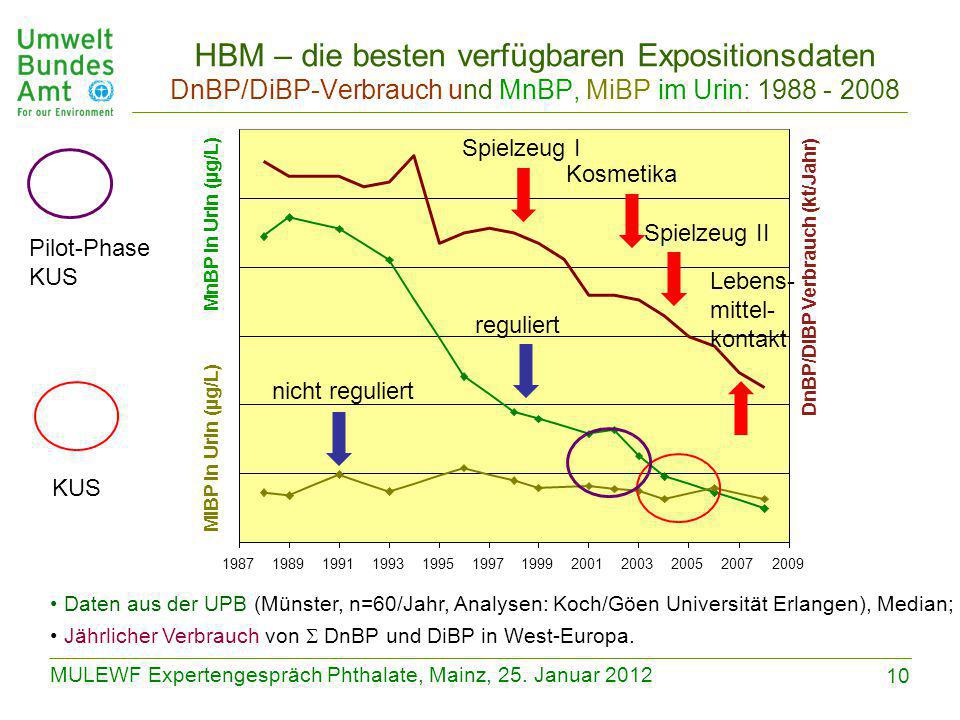 HBM – die besten verfügbaren Expositionsdaten DnBP/DiBP-Verbrauch und MnBP, MiBP im Urin: