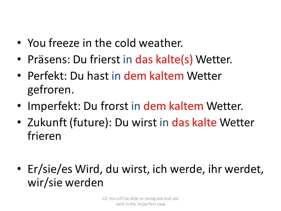 LZ: You will be able to recognize and use verb in the imperfect case