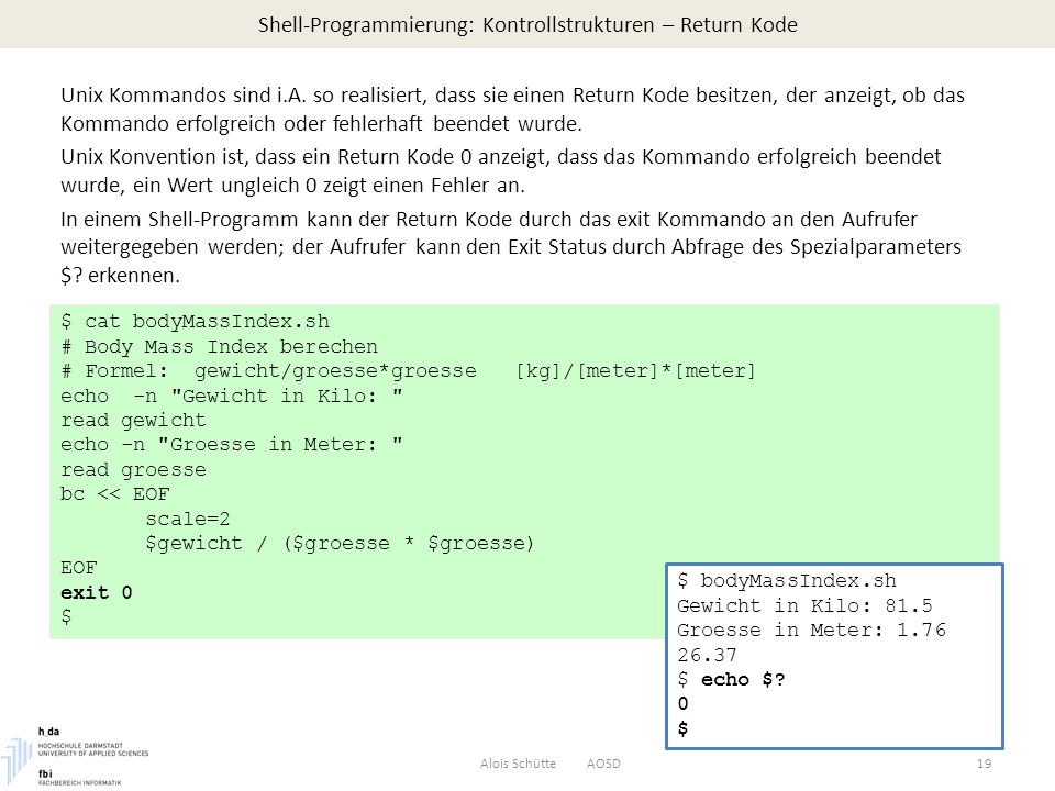 Shell-Programmierung: Kontrollstrukturen – Return Kode