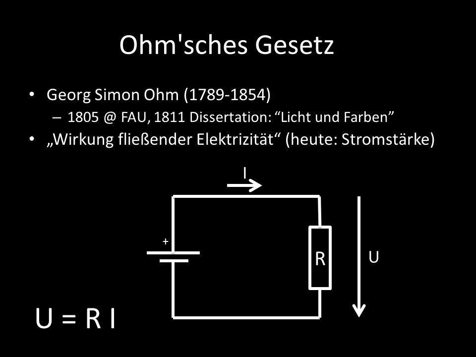 U = R I Ohm sches Gesetz R I U Georg Simon Ohm ( )