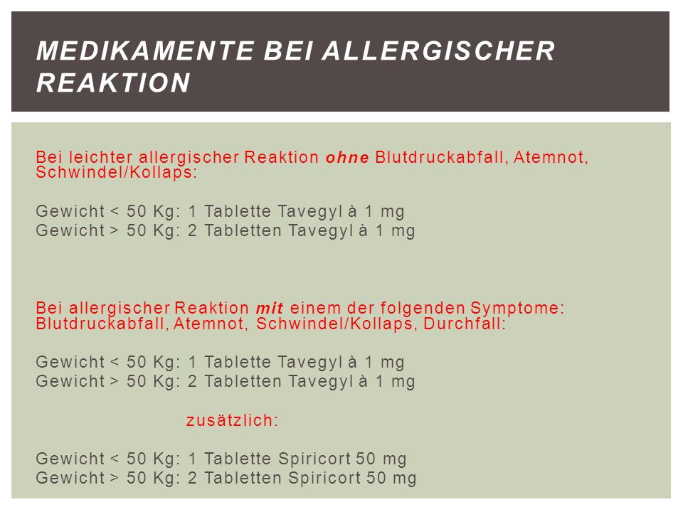 Medikamente bei allergischer Reaktion