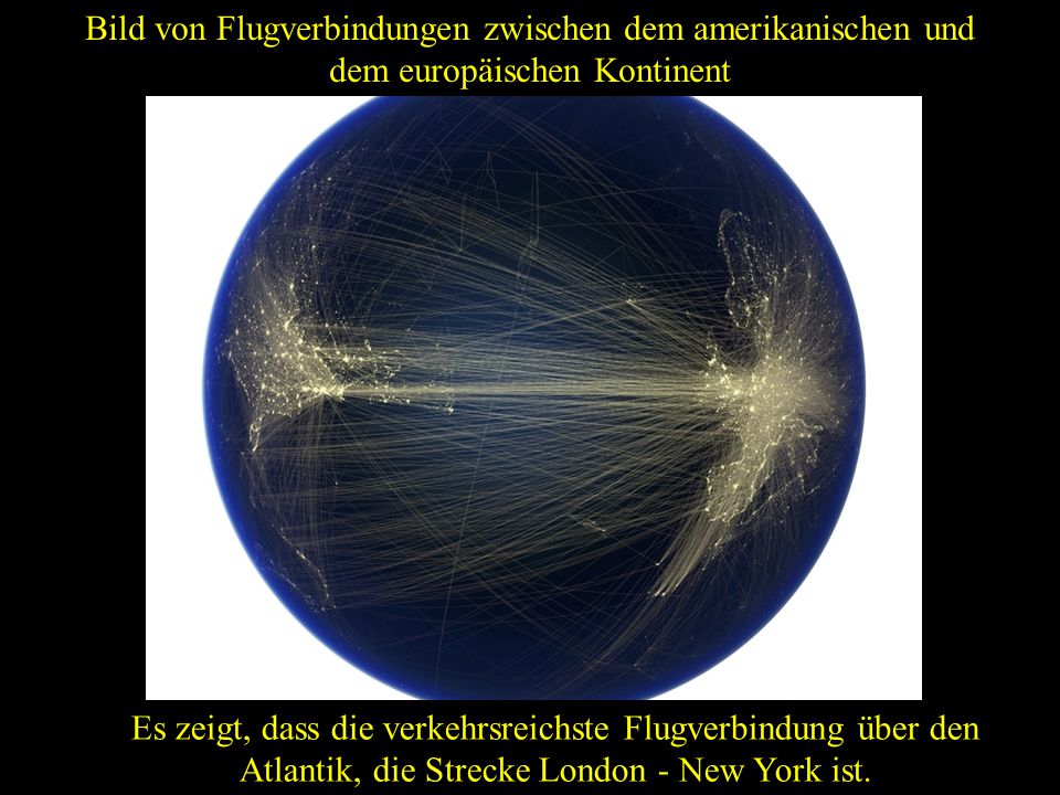 Bild von Flugverbindungen zwischen dem amerikanischen und dem europäischen Kontinent
