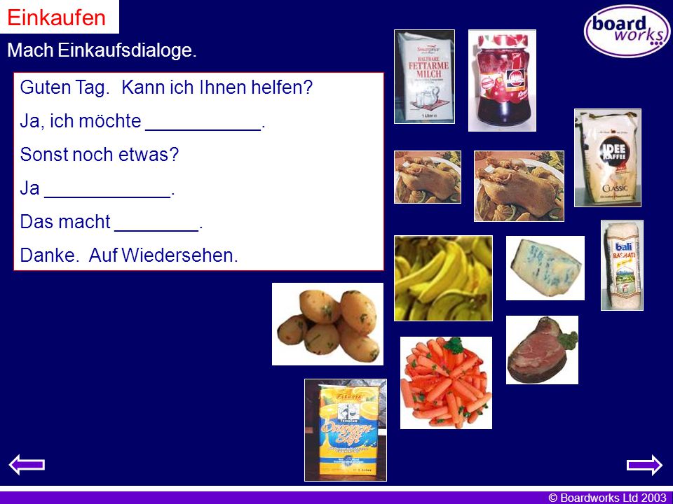 Einkaufen Mach Einkaufsdialoge. Guten Tag. Kann ich Ihnen helfen