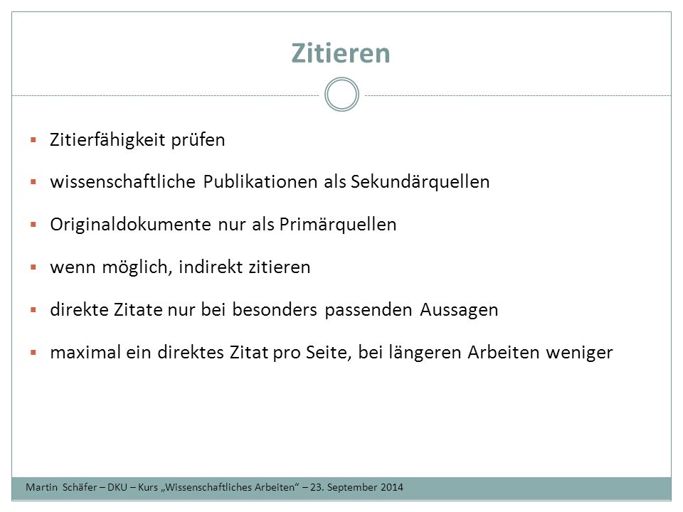 Zitieren Zitierfähigkeit prüfen