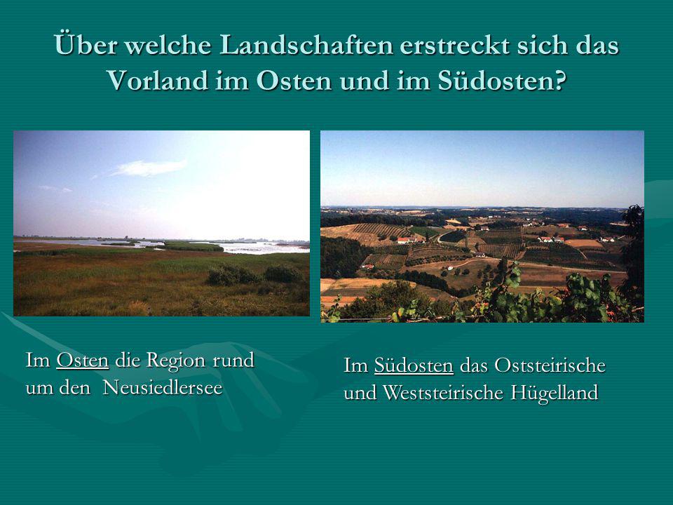 Über welche Landschaften erstreckt sich das Vorland im Osten und im Südosten