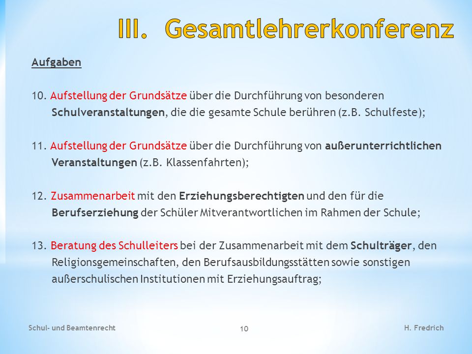 III. Gesamtlehrerkonferenz