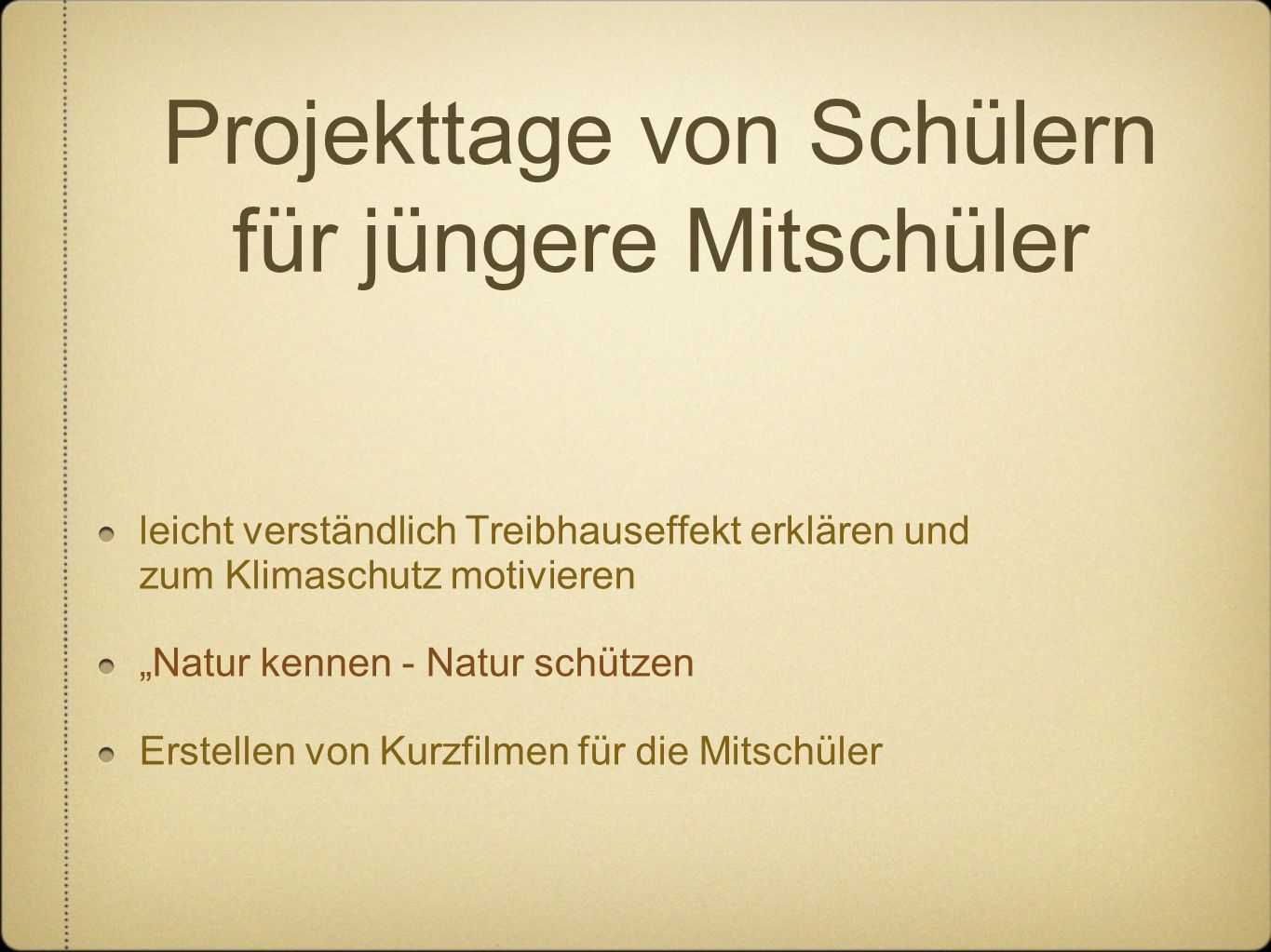 Projekttage von Schülern für jüngere Mitschüler