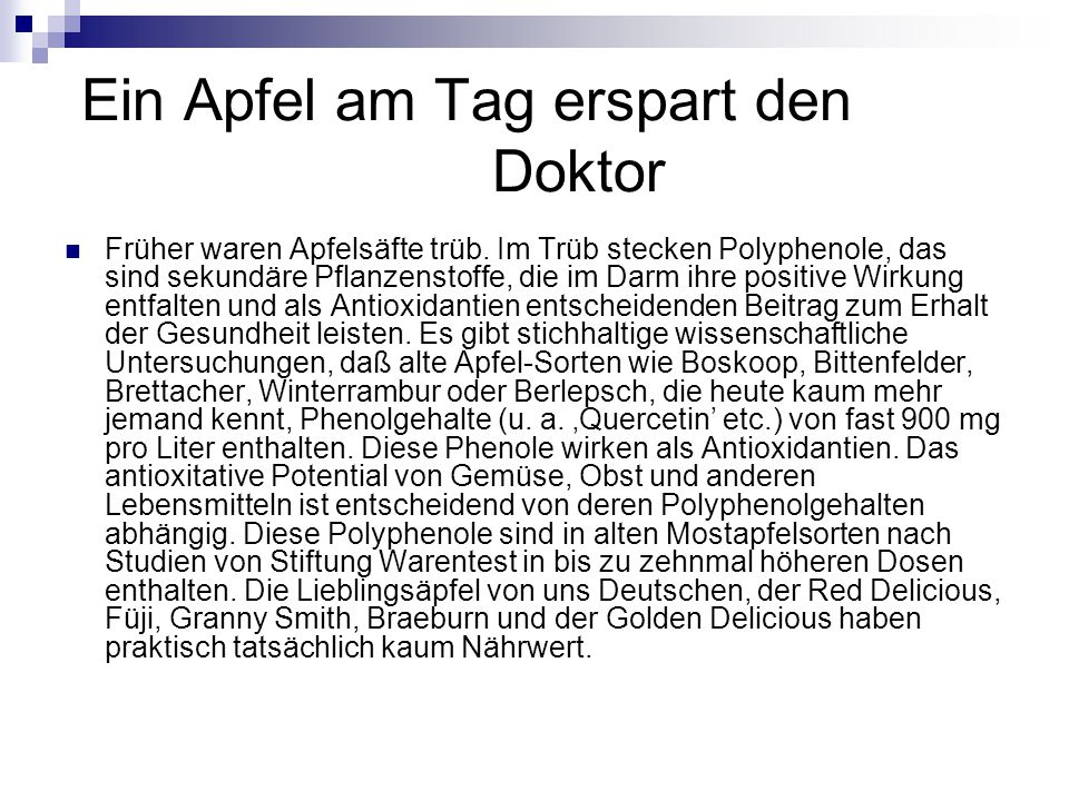 Ein Apfel am Tag erspart den Doktor