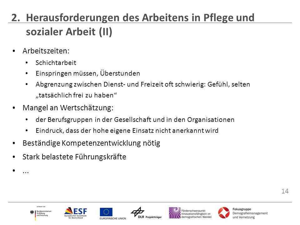 2. Herausforderungen des Arbeitens in Pflege und sozialer Arbeit (II)