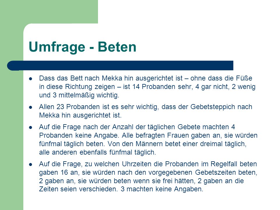 Umfrage - Beten