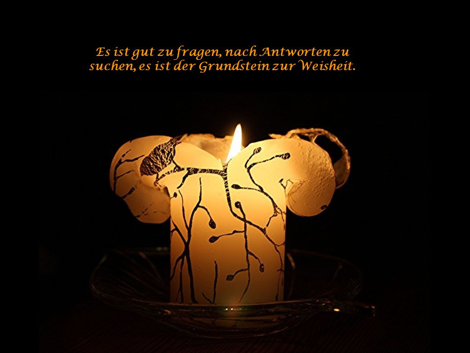 Es ist gut zu fragen, nach Antworten zu suchen, es ist der Grundstein zur Weisheit.