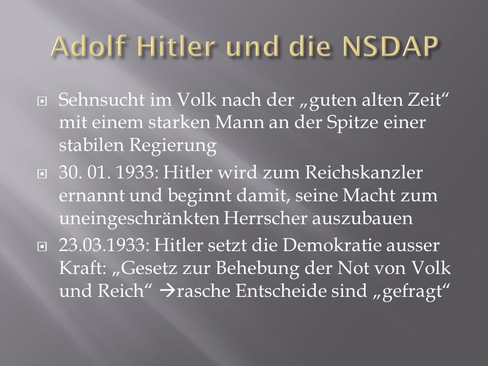 Adolf Hitler und die NSDAP