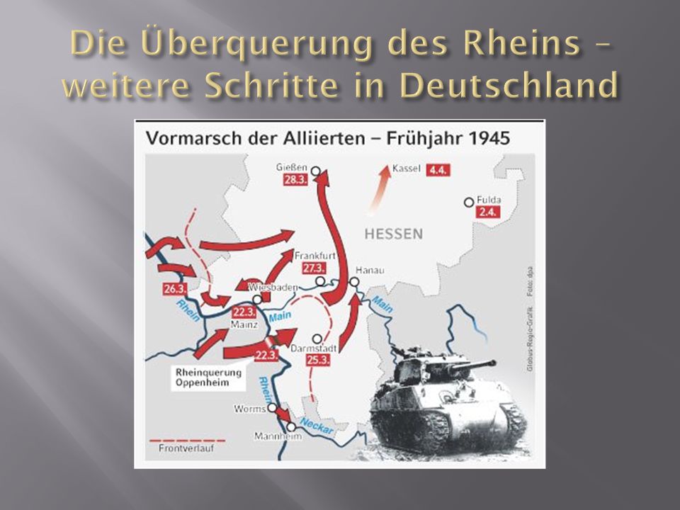 Die Überquerung des Rheins – weitere Schritte in Deutschland