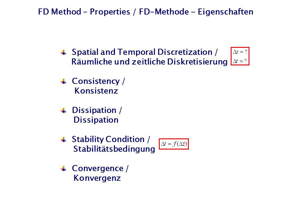 FD Method – Properties / FD-Methode - Eigenschaften