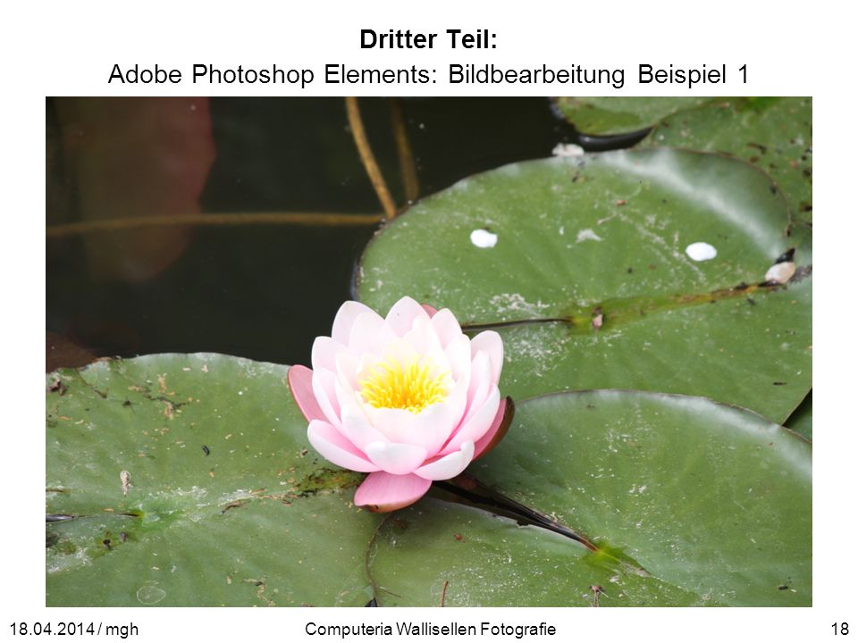 Dritter Teil: Adobe Photoshop Elements: Bildbearbeitung Beispiel 1